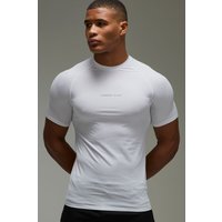 Man Active Muscle-Fit Mesh T-Shirt - Weiß - XS, Weiß Man Active Muscle-Fit Mesh T-Shirt - Weiß - XS, Weiß von boohooman