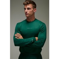 Langärmliges T-Shirt mit „BRAND“-Print - Grün - XL, Grün von boohooman