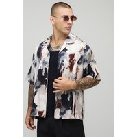 Kurzärmliges Oversize Hemd mit Print - Schwarz - XS, Schwarz von boohooman