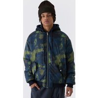 Dunkelblaue Oversize Bomberjacke mit abstraktem Print und Kapuze - XL, Blau von boohooman