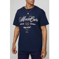 Dunkelblaues Oversize T-Shirt mit Monte Carlo-Print - L, Blau Dunkelblaues Oversize T-Shirt mit Monte Carlo-Print - L, Blau von boohooman