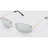 Eckige rahmenlose Sonnenbrille in Silber - ONE SIZE, Silber Eckige rahmenlose Sonnenbrille in Silber - ONE SIZE, Silber von boohooman