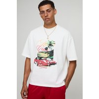 Kastiges Oversize T-Shirt mit Print - Ecru - XS, Ecru Kastiges Oversize T-Shirt mit Print - Ecru - XS, Ecru von boohooman