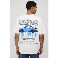 Oversize T-Shirt mit Print - Ecru - XS, Ecru Oversize T-Shirt mit Print - Ecru - XS, Ecru von boohooman