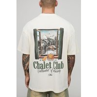 Oversize T-Shirt mit Ecru Print - XS, Ecru Oversize T-Shirt mit Ecru Print - XS, Ecru von boohooman