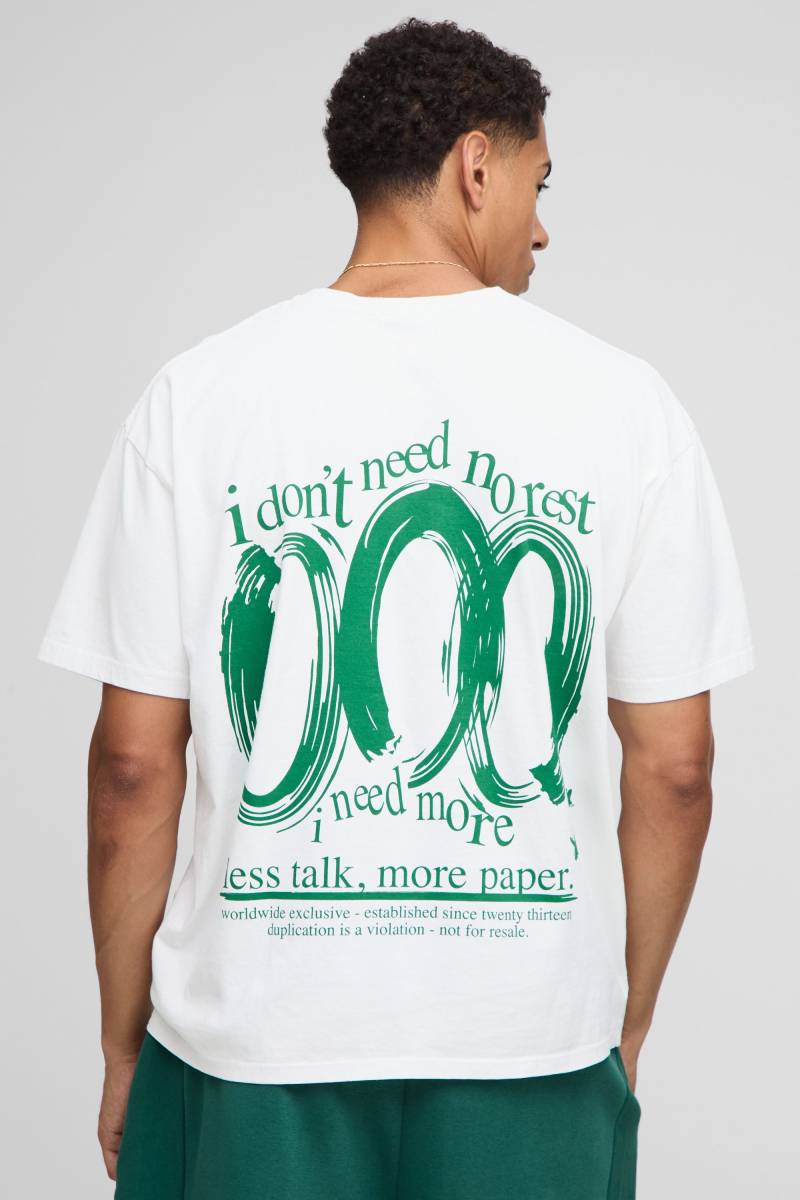 Oversize T-Shirt mit Man Slogan - Ecru - XS, Ecru von boohooman