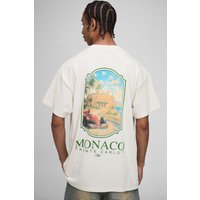 Oversize T-Shirt mit Monaco-Print - Ecru - XS, Ecru Oversize T-Shirt mit Monaco-Print - Ecru - XS, Ecru von boohooman