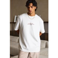 Kastiges Oversize T-Shirt in Ecru-Stickerei - XS, Ecru Kastiges Oversize T-Shirt in Ecru-Stickerei - XS, Ecru von boohooman