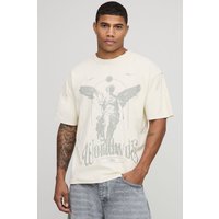 Oversize T-Shirt mit Worldwide Gothic Print - Ecru - XS, Ecru Oversize T-Shirt mit Worldwide Gothic Print - Ecru - XS, Ecru von boohooman