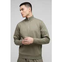 Edition Sweatshirt mit Reißverschluss und Trichterkragen - Khaki - M, Khaki von boohooman