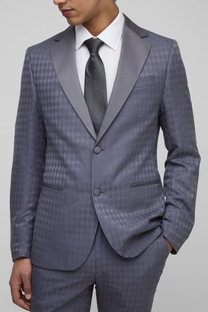 Einreihige Hahnentritt-Jacke von boohooman