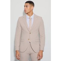 Einreihige Skinny Anzugjacke aus Jersey - Beige - 38, Beige Einreihige Skinny Anzugjacke aus Jersey - Beige - 38, Beige von boohooman