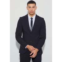 Einreihige Skinny Anzugjacke aus Jersey - Schwarz - 34, Schwarz von boohooman