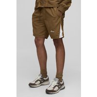 Elastische Colorblock Shorts in Knitteroptik - Braun - XS, Braun Elastische Colorblock Shorts in Knitteroptik - Braun - XS, Braun von boohooman