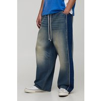 Elasticated Super Baggy Side Panel Piping Jeans von boohooman