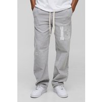 Lockere Cord-Hose mit Acid-Waschung und elastischem Bund - Grau - 32R, Grau von boohooman