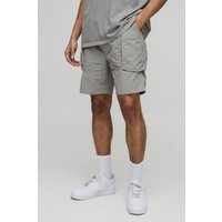 Lockere Nylon Cargo-Shorts in Knitteroptik mit elastischem Bund - Grau - XS, Grau Lockere Nylon Cargo-Shorts in Knitteroptik mit elastischem Bund - Grau - XS, Grau von boohooman