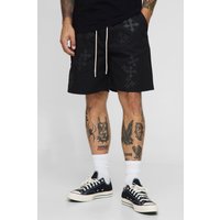 Lockere Shorts mit elastischem Bund und Applikation - Schwarz - XS, Schwarz Lockere Shorts mit elastischem Bund und Applikation - Schwarz - XS, Schwarz von boohooman