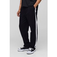 Lockere Hose mit elastischem Bund und Seitenstreifen - Schwarz - L, Schwarz von boohooman