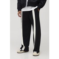 Elastische Hose mit Trikot-Einsatz und weitem Bein von boohooman