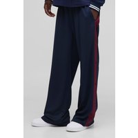 Elastische Trikot-Hose mit weitem Bein und Seitenstreifen - Blau - XS, Blau Elastische Trikot-Hose mit weitem Bein und Seitenstreifen - Blau - XS, Blau von boohooman