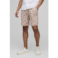 Elastische florale Satin Jacquard-Shorts - Grau - XS, Grau Elastische florale Satin Jacquard-Shorts - Grau - XS, Grau von boohooman