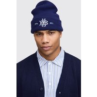 Embroidered Beanie - Blau - ONE SIZE, Blau von boohooman