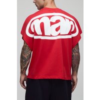 Kastiges Oversize Man T-Shirt - Rot - S, Rot von boohooman