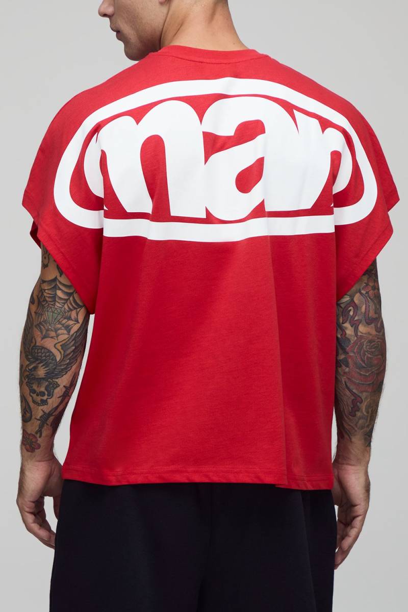 Kastiges Oversize Man T-Shirt - Rot - S, Rot von boohooman