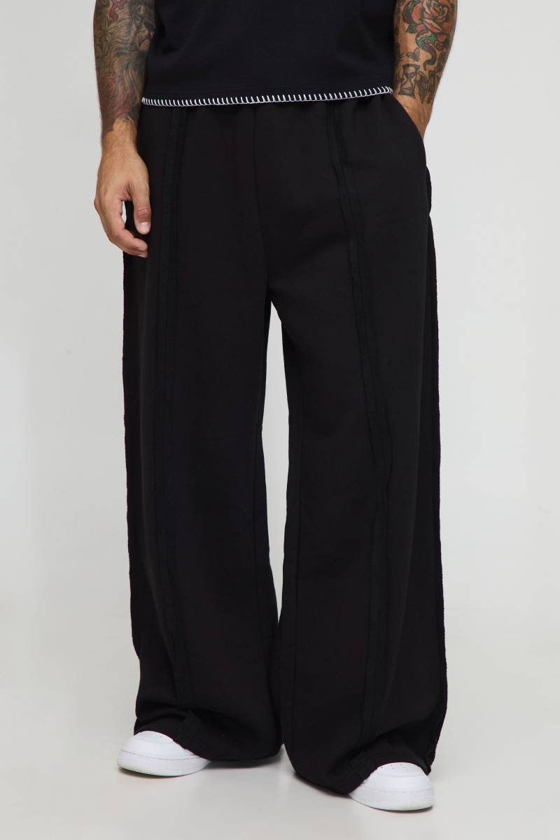 Jogginghose mit extrem weitem Bein und Naht-Detail - Schwarz - M, Schwarz von boohooman