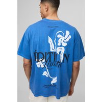 Florales Oversize T-Shirt - Blau - XS, Blau Florales Oversize T-Shirt - Blau - XS, Blau von boohooman