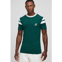 T-Shirt mit Paisley-Print und Streifen-Detail - Grün - XS, Grün T-Shirt mit Paisley-Print und Streifen-Detail - Grün - XS, Grün von boohooman