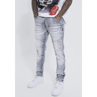 Gebleichte Skinny Stretch Jeans mit Rissen von boohooman