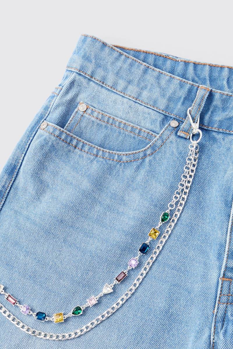Gem Layered Jean Chain - Silber - ONE SIZE, Silber von boohooman