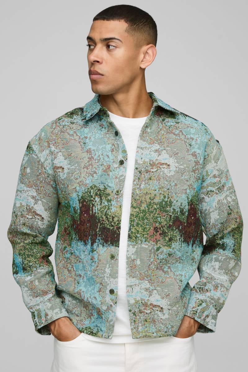 Gemustertes Overshirt - Blau - XS, Blau Gemustertes Overshirt - Blau - XS, Blau von boohooman