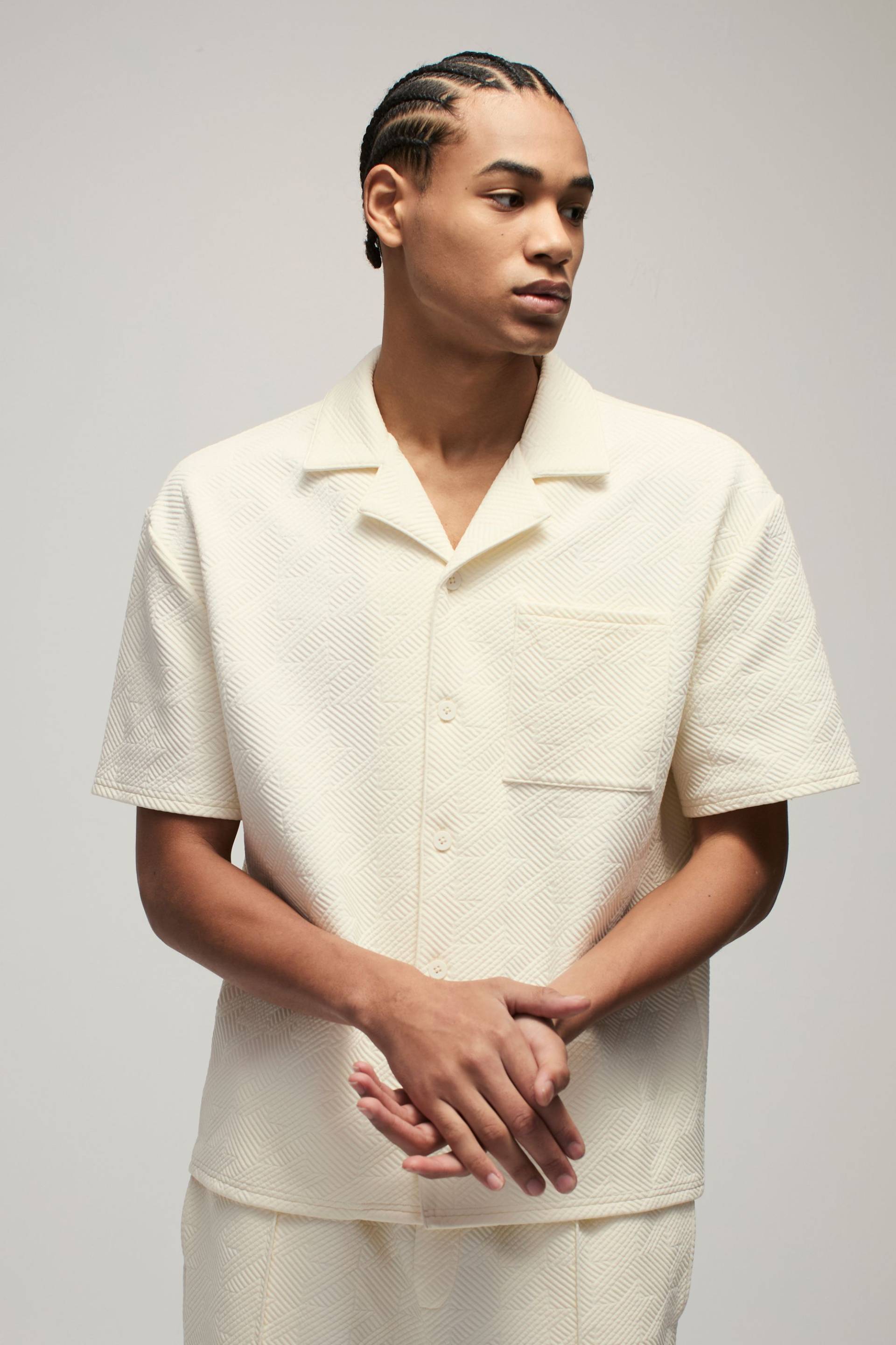 Geprägtes Oversize Hemd mit Hahnentritt-Print von boohooman