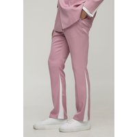 Gerade Anzughose mit Kontrast-Detail - Rosa - XL, Rosa von boohooman
