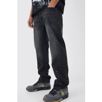 Gerade Jeans mit Farbspritzern und Stickerei von boohooman