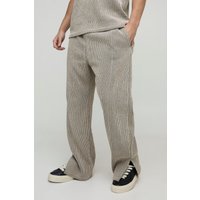 Gerippte Jacquard-Jogginghose mit geradem Bein und geteiltem Saum - Taupe - M, Taupe Gerippte Jacquard-Jogginghose mit geradem Bein und geteiltem Saum - Taupe - M, Taupe von boohooman