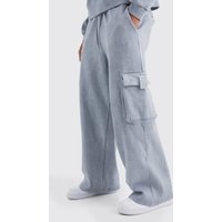 Gerippte Jogginghose mit weitem Bein - Grau - S, Grau von boohooman