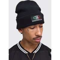 Gerippte Mütze mit Italia-Stickerei - Schwarz - ONE SIZE, Schwarz von boohooman