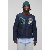 Gesteppte Coach-Jacke mit Teddy-Applikation - Blau - XS, Blau Gesteppte Coach-Jacke mit Teddy-Applikation - Blau - XS, Blau von boohooman