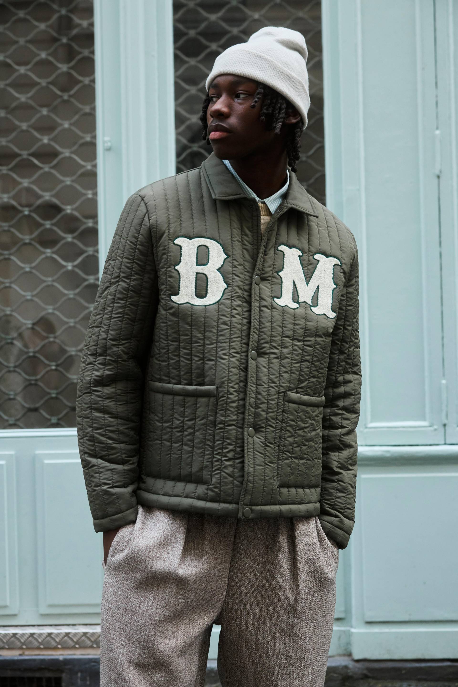 Gesteppte Harrington-Jacke mit Applikation - Grün - M, Grün von boohooman
