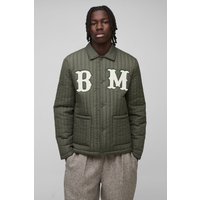 Gesteppte Harrington-Jacke mit Applikation - Grün - XS, Grün Gesteppte Harrington-Jacke mit Applikation - Grün - XS, Grün von boohooman
