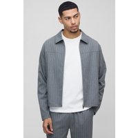 Gestreifte Harrington-Jacke - Grau - XS, Grau Gestreifte Harrington-Jacke - Grau - XS, Grau von boohooman
