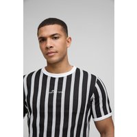 Gestreiftes BM Signature T-Shirt - Schwarz - L, Schwarz von boohooman