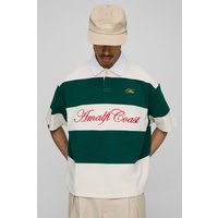 Gestreiftes Oversize Amalfi Rugby-Poloshirt - Grün - XS, Grün Gestreiftes Oversize Amalfi Rugby-Poloshirt - Grün - XS, Grün von boohooman