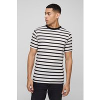 Gestreiftes Slim-Fit T-Shirt - Schwarz - XL, Schwarz Gestreiftes Slim-Fit T-Shirt - Schwarz - XL, Schwarz von boohooman