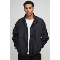 Glänzende Oversize Jacke mit Trichterkragen - Schwarz - XS, Schwarz Glänzende Oversize Jacke mit Trichterkragen - Schwarz - XS, Schwarz von boohooman