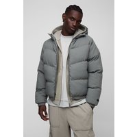 Graue Man Steppjacke mit Kapuze - XS, Grau von boohooman